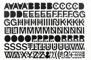 Großbuchstaben schwarz, Folie, 50 mm, 1 Bogen 