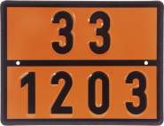 Einstoff-Warntafel für Benzin/Ottokraftstoff, UN 33/1203, Stahl, 400x300 mm 