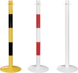 Kettenständer mit zwei Ösen, Stahl, gelb/schwarz, Ø 60 mm, Höhe 1000 mm 