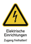 Elektrische Einrichtungen Zugang freihalten!, Kombischild,Kunststoff, 210x297 mm 