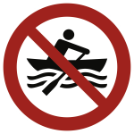 Muskelbetriebene Boote verboten ISO 7010, Alu, Ø 400 mm 