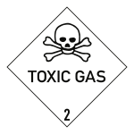 Gefahrzettel Klasse 2.3 Text TOXIC GAS, Papier, 100x100 mm, 1000 Stück/Rolle 