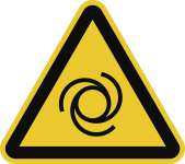Warnung vor automatischem Anlauf ISO 7010, Folie, 50 mm SL, 6 Stück/Bogen 