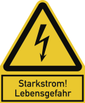 Starkstrom! Lebensgefahr, Kombischild, Folie, 100x122 mm 