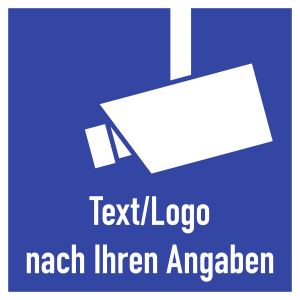 Video-Infozeichen - Text und/oder Logo nach Ihren Angaben, Alu, 180x180 mm 