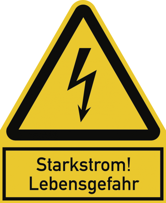 Starkstrom! Lebensgefahr, Kombischild, Alu, 200x244 mm 