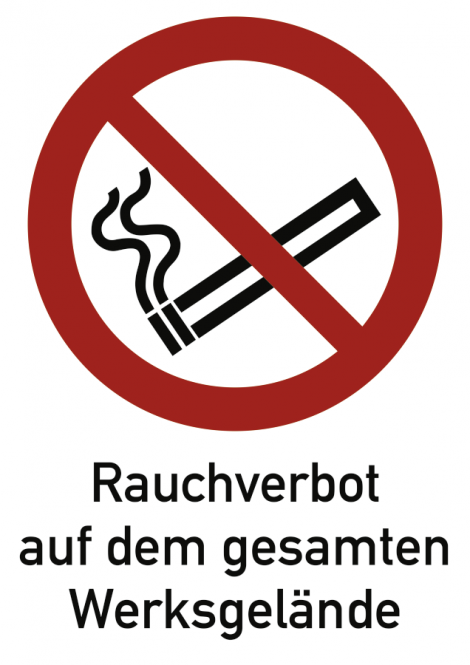 Rauchverbot Werksgelände ISO 7010, Kombischild, Kunststoff, 210x297 mm 